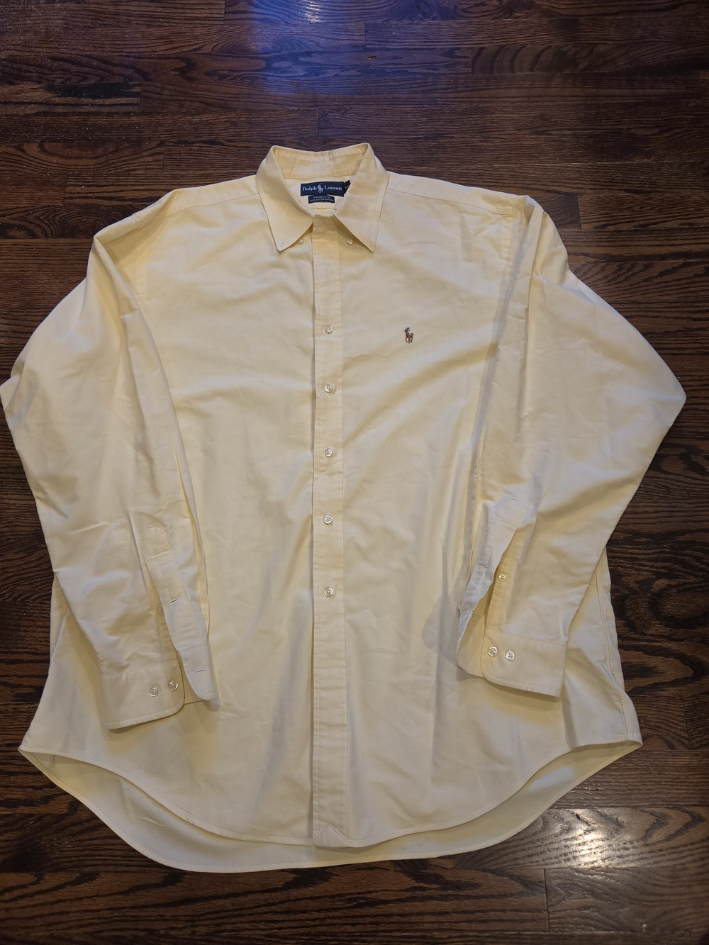 Vintage Ralph Lauren Yarmouth Yellow Oxford Shirt Mens 17.5 36/35 XXL 90s